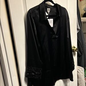Anne Klein Black Satin Blouse
